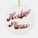 Red Text Hockey Player T-shirts and Gifts Christmas Tree Ornaments