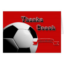 Red Thanks Soccer Coach Greeting Card