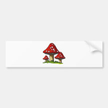 Red Toadtstools, Mushroom: Freehand Art Bumper Stickers