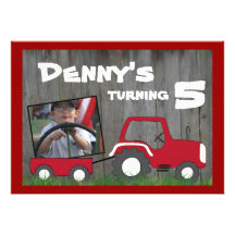 Red Tractor Birthday Invitation: Photo in Cart