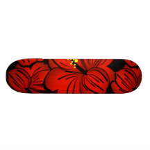 Red Tropical Hawaiian Hibiscus Flower design Skate Board Deck