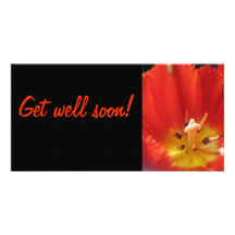 Red tulip custom photo card