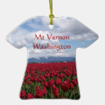 Red Tulip Field Christmas Ornament