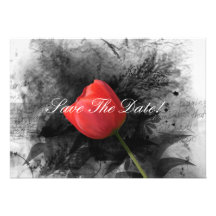 Red Tulip Save The Date Custom Invitations