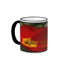 red tulips shout - psalm 98:4 mug
