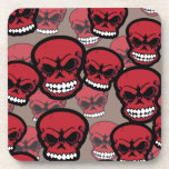 Red Vector Skull Camo Pattern Cork Coaster