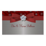 Red Velour & Silver Snowflakes Business Card Templates