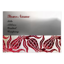 RED VELVET TULIP MONOGRAM Burgundy White Pearl Business Card Template