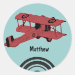 Red vintage biplane sticker