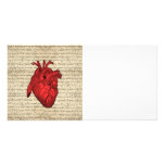Red vintage heart photo card template