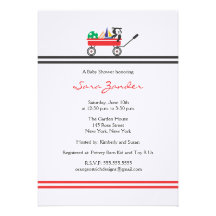 Red Wagon Baby Shower Invitation