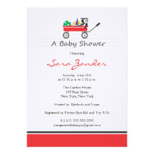 Red Wagon Baby Shower Invitation