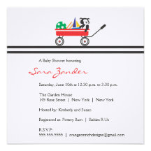 Red Wagon Baby Shower Invitation
