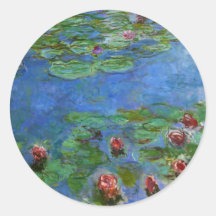 Red Water Lilies, Claude Monet Round Stickers