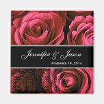 Red Wedding Rose Bouquet with Lace Fridge Magnet