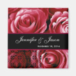 Red Wedding Rose Bouquet with Lace Refrigerator Magnets