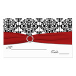 Red, White and Black Damask Placecards Business Card Template