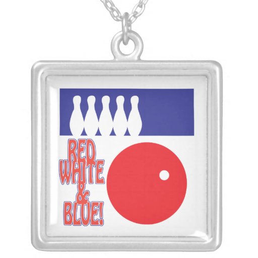 Red White And Blue Bowling Personalised Necklace