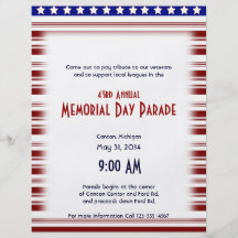 Red White and Blue Candystripe Memorial Day Flyer Design