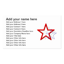 Red, white and blue star trails business card