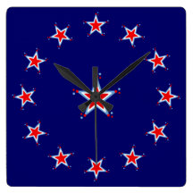 Red White and Blue STars Clock