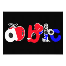 Red,White,Blue & Black,ABC Alphabet Logo Personalized Announcements