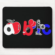 Red,White,Blue & Black,ABC Alphabet Logo Mouse Pads