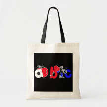 Red,White,Blue & Black,ABC Alphabet Logo Tote Bag