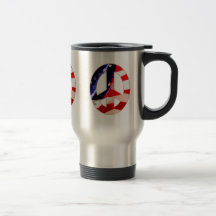 Red White & Blue Peace Sign travel mug