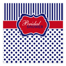 Red White Blue Polka Dot Stripe Shower Invite
