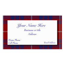 Red, White, & Blue Scottish Plaid Business Card