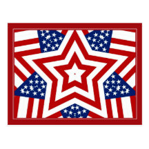 Red White & Blue Star Design to Add Text Post Cards