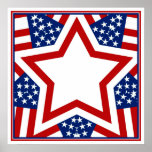 Red White & Blue Star Design to Add Text Print