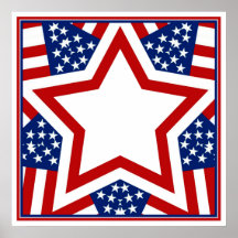 Red White & Blue Star Design to Add Text Print
