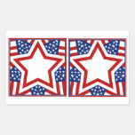 Red White & Blue Star Design to Add Text Rectangle Sticker