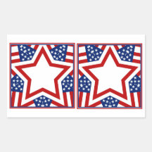 Red White & Blue Star Design to Add Text Rectangle Sticker