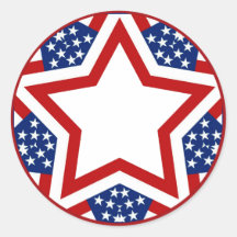 Red White & Blue Star Design to Add Text Round Sticker