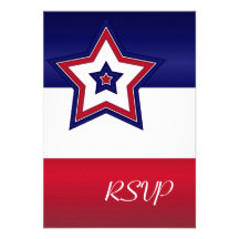 Red White & Blue Stars RSVP Card Custom Announcements