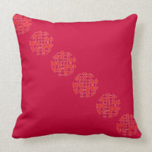 Red White Diagonal Circle Pattern American MoJo Pi Throw Pillows