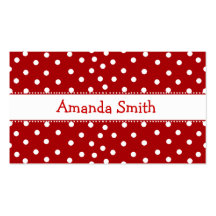 Red & White Polka Dot Play Date Card Business Card Templates