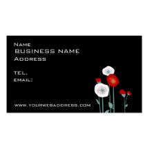 red white poppies business card