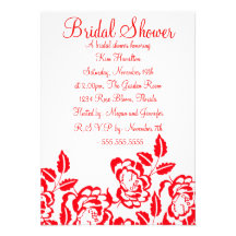 Red & White Rose Bridal Shower Invitation