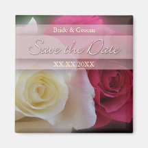Red & White Roses Save The Date Magnet