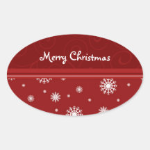 Red White Snowflakes Merry Christmas Stickers
