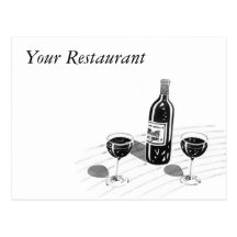 Red wine and wine glasses post cards