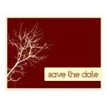 Red Wine and Yellow Autumn Branches Save the Date Postcard