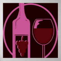 Red Wine Bottle and Glass Poster