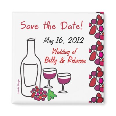 Red Wine Save the Date Magnet by savetheweddingdate