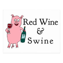 Red Wine & Swine Post Cards