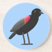 Red Winged Blackbird Beverage Coasters